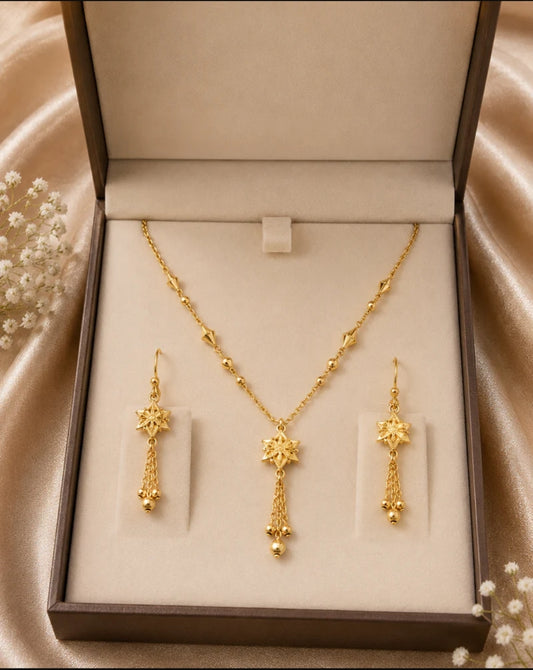 Elegant Star Tassel Necklace & Earring Set – Gold-Tone Jewelry for Women